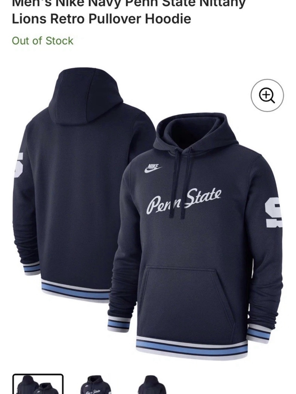 Men’s Penn State Retro Pullover Nike Hoodie - Large